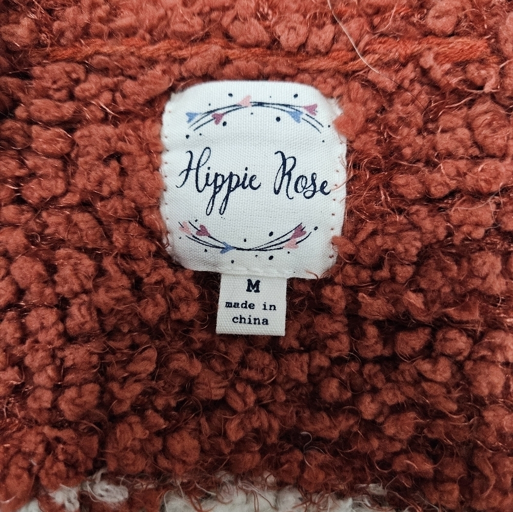 Hippie Rose Colorblock Popcorn Knit Cardigan Sweater Size Medium Women's J33 - Picture 8 of 9
